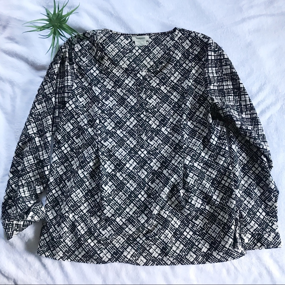 Van Heusen Cream and Black print Blouse | Size L
